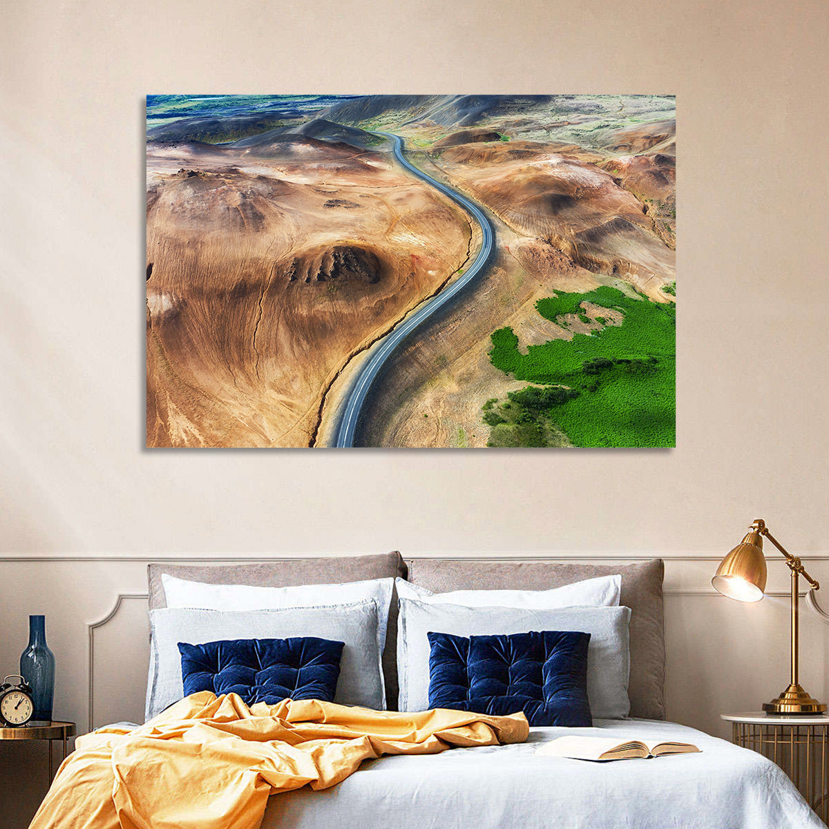 Winding Road in Geysers Valley Wall Art in a room, landscape