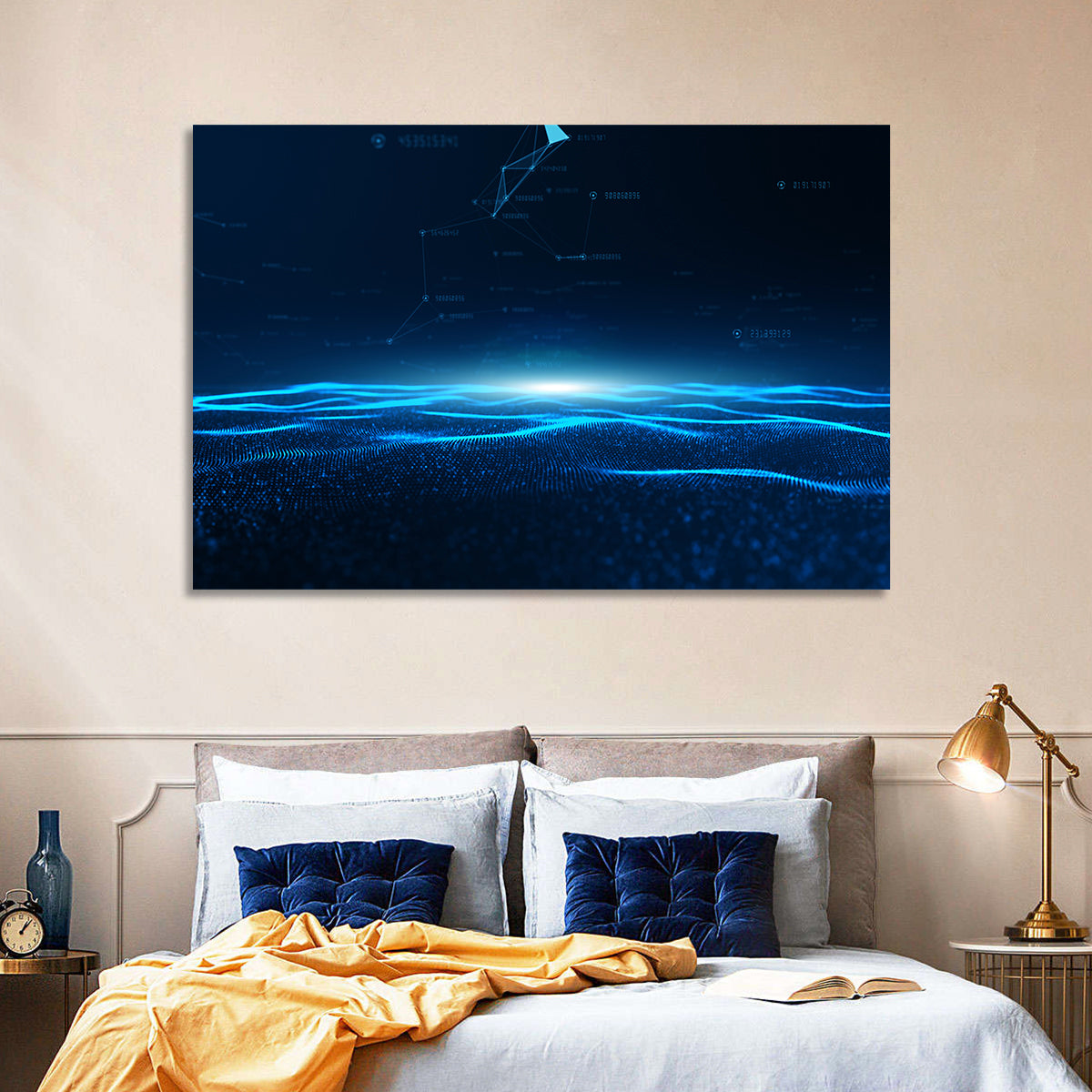 Digital Data Waves Wall Art