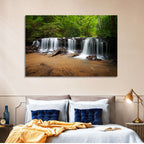 Lush Green Forest Waterfall Wall Art