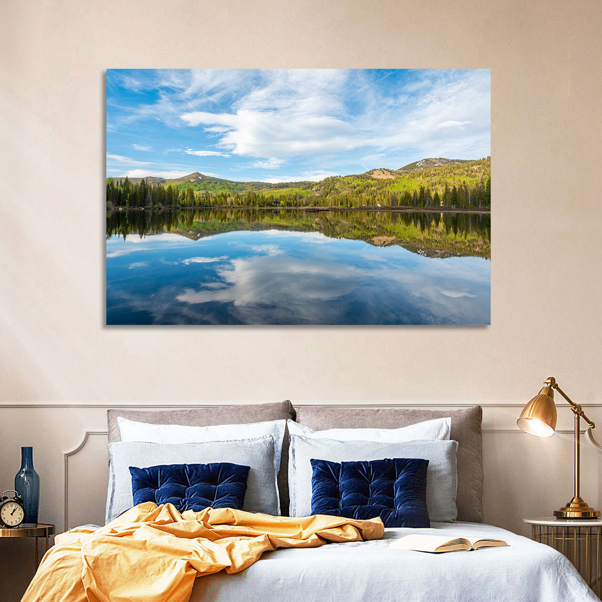 Silver Lake Reflection Wall Art in a room, landscape