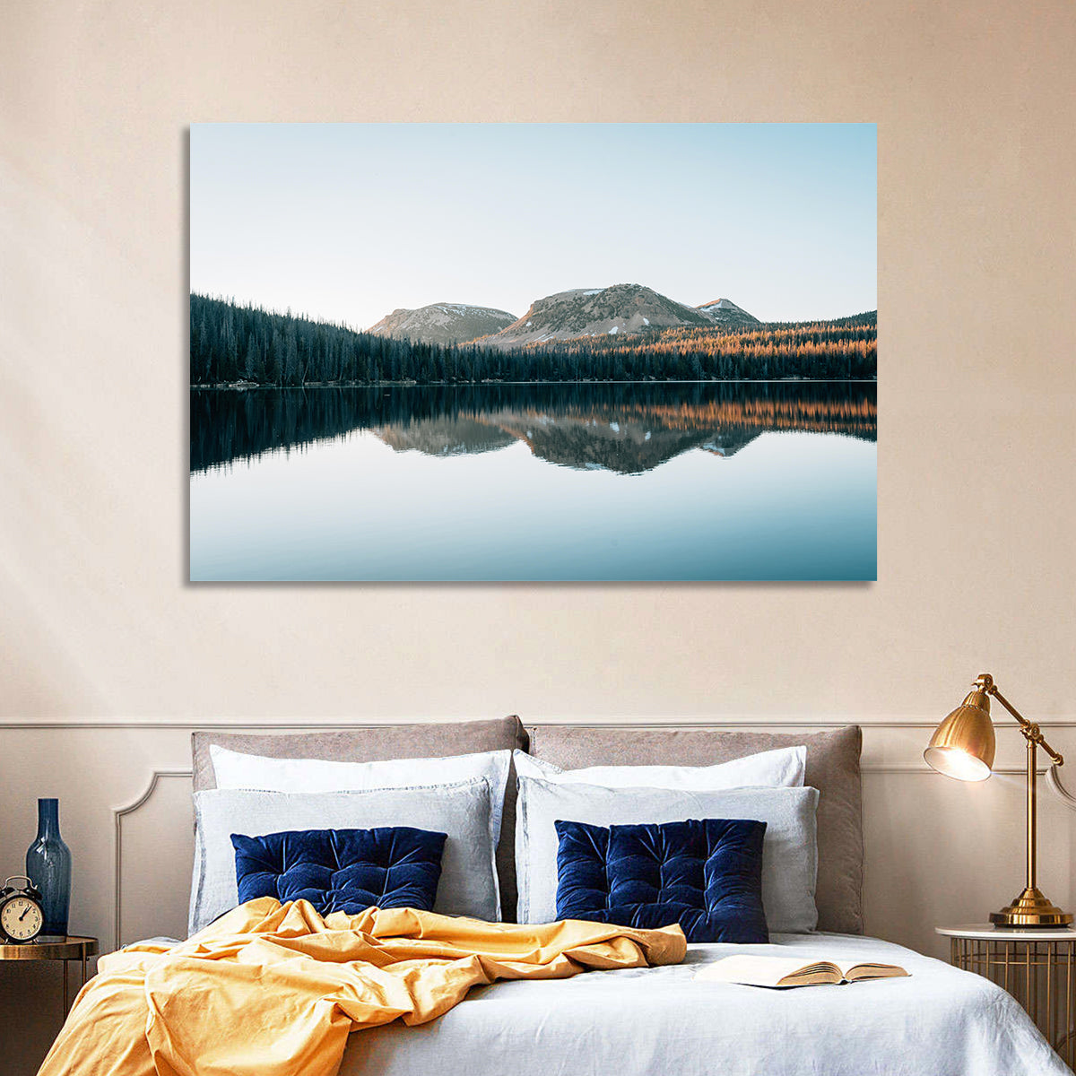 Mirror Lake Utah Reflection Wall Art in a room, landscape