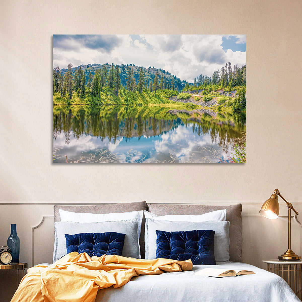 Highwood Lake Reflection Wall Art in a room, landscape