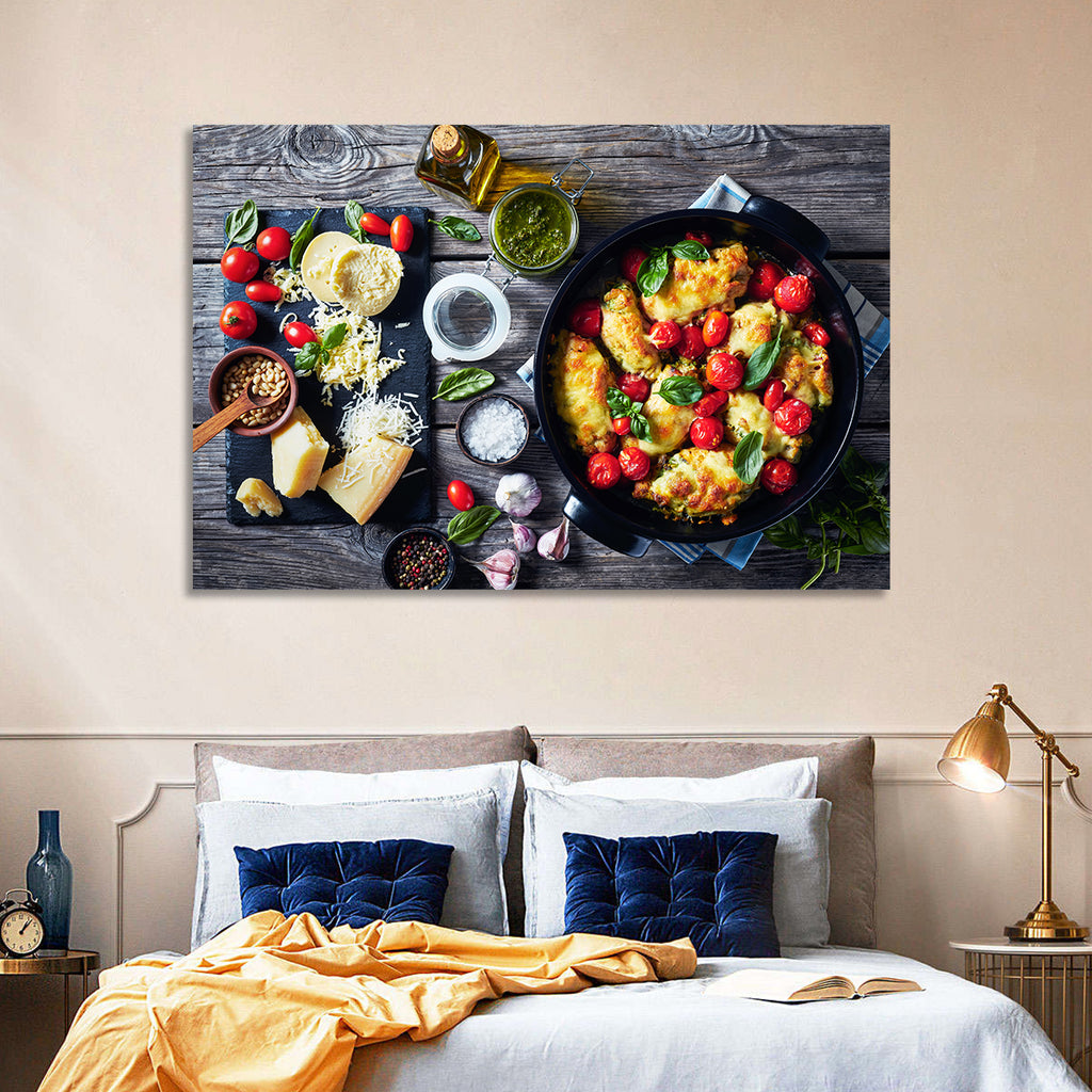 Pesto Baked Chicken Flat Lay Wall Art