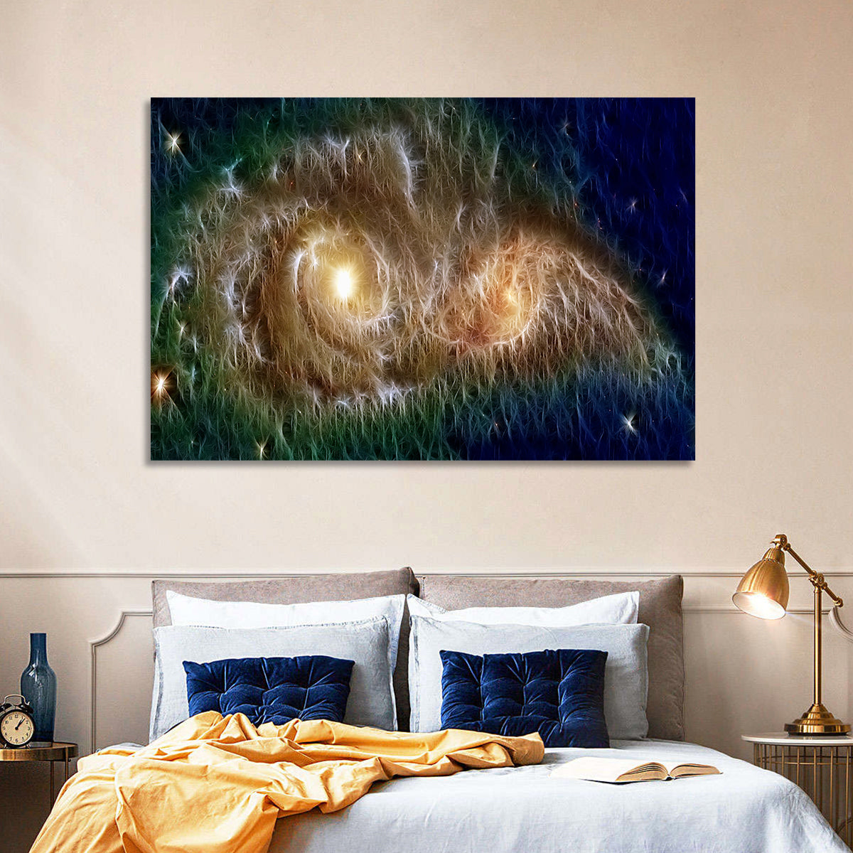 Infinite Universe and Galaxies Wall Art in a room, landscape