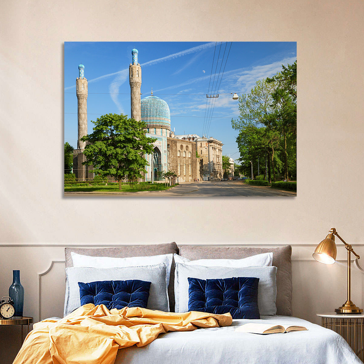 Saint Petersburg Mosque Blue Dome Wall Art in a room, landscape