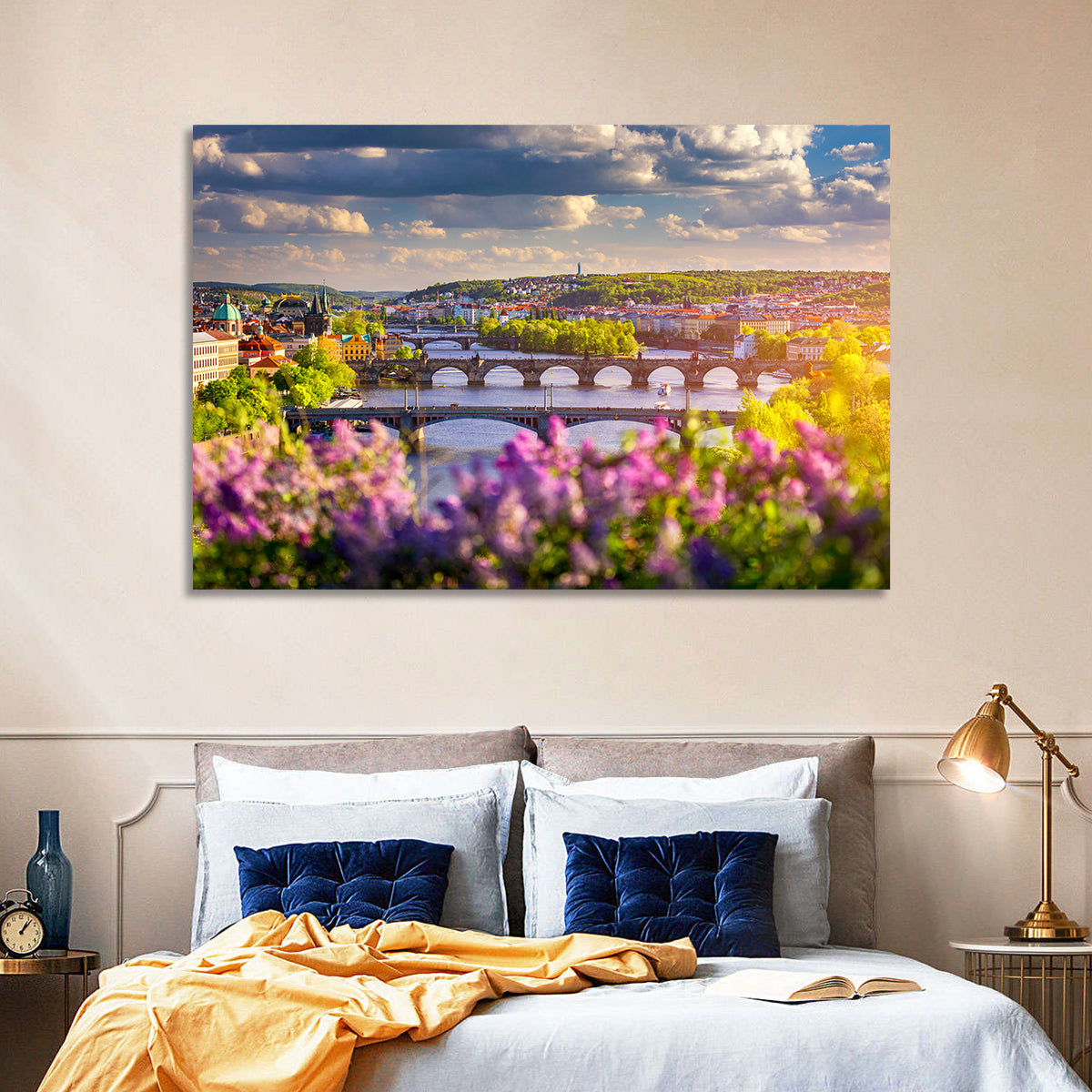 Prague Vltava Bridges in Spring Light Wall Art