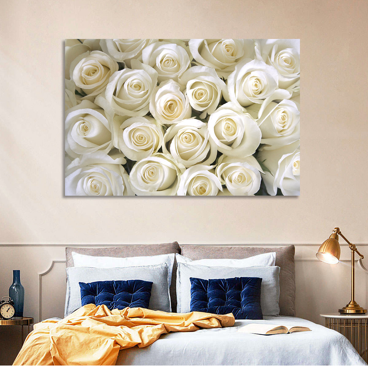 Silky Roses Wall Art in a room, landscape