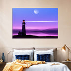 Moonlit Lighthouse Reflection Wall Art