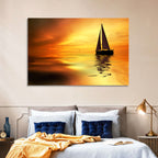 Golden Hour Sailboat Silhouette Wall Art