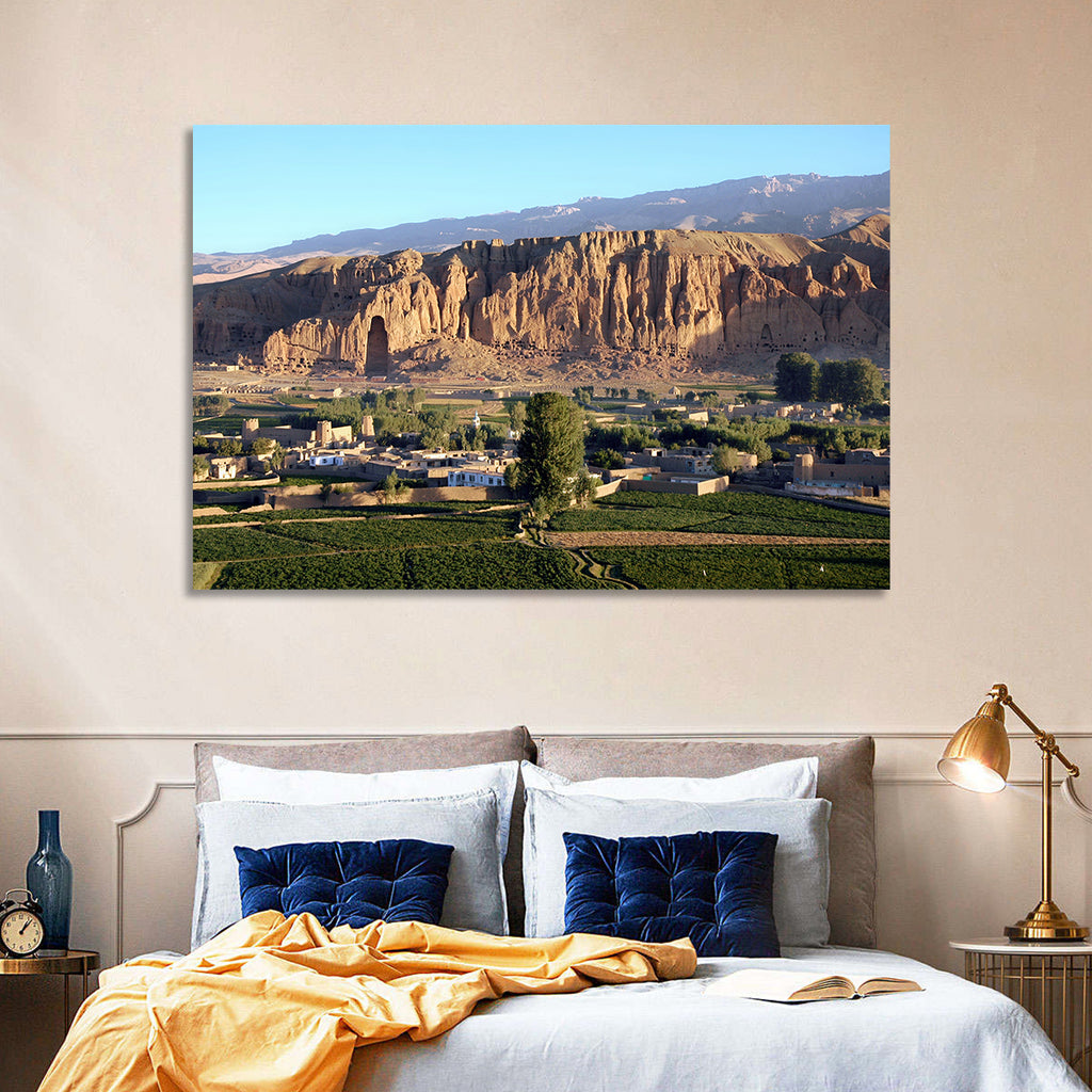 Bamiyan Valley Cliff Niche at Golden Hour Wall Art