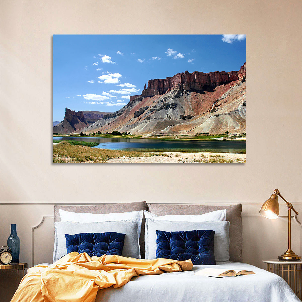 Band-e Amir Lakes and Rock Spire Wall Art in a room, landscape