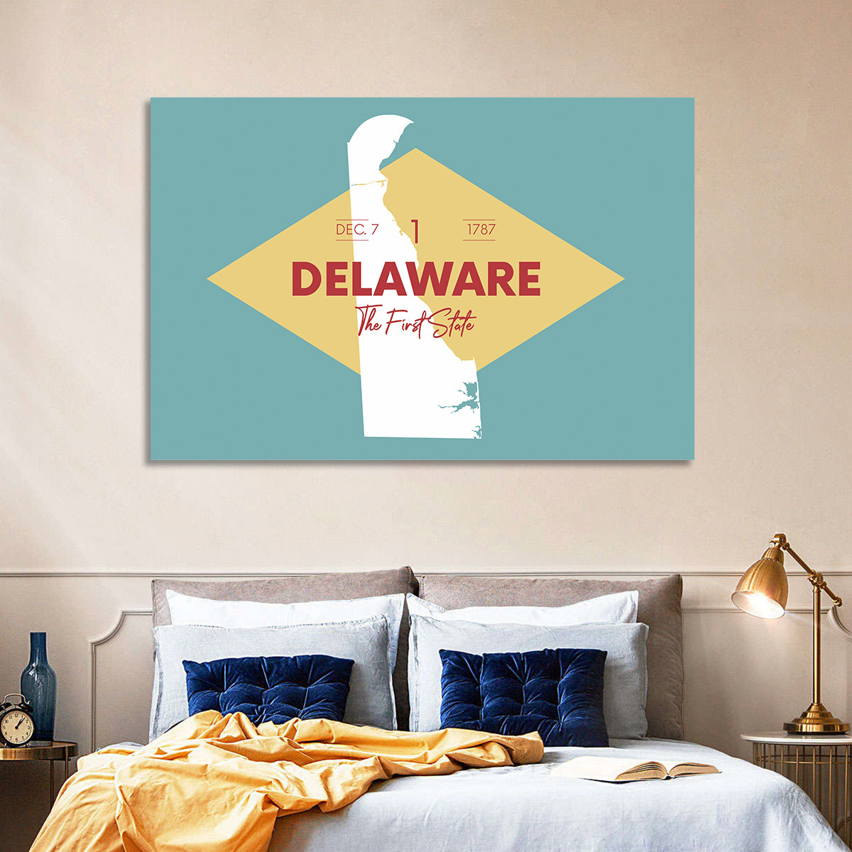 Delaware State Map Graphic Wall Art