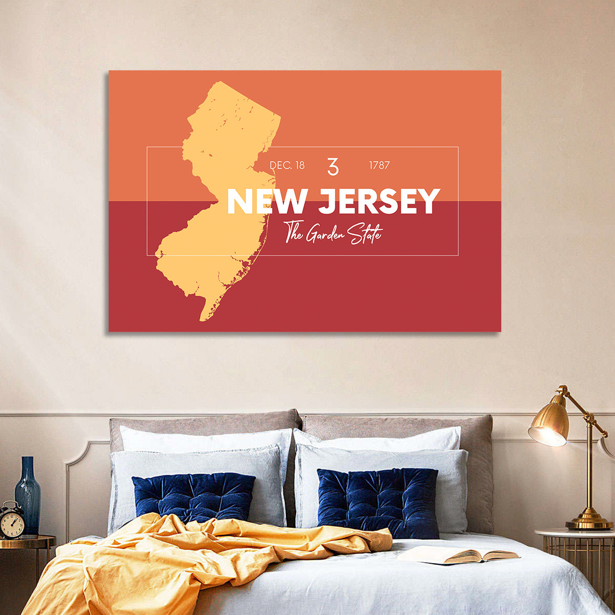 New Jersey State Map Wall Art in a room, landscape