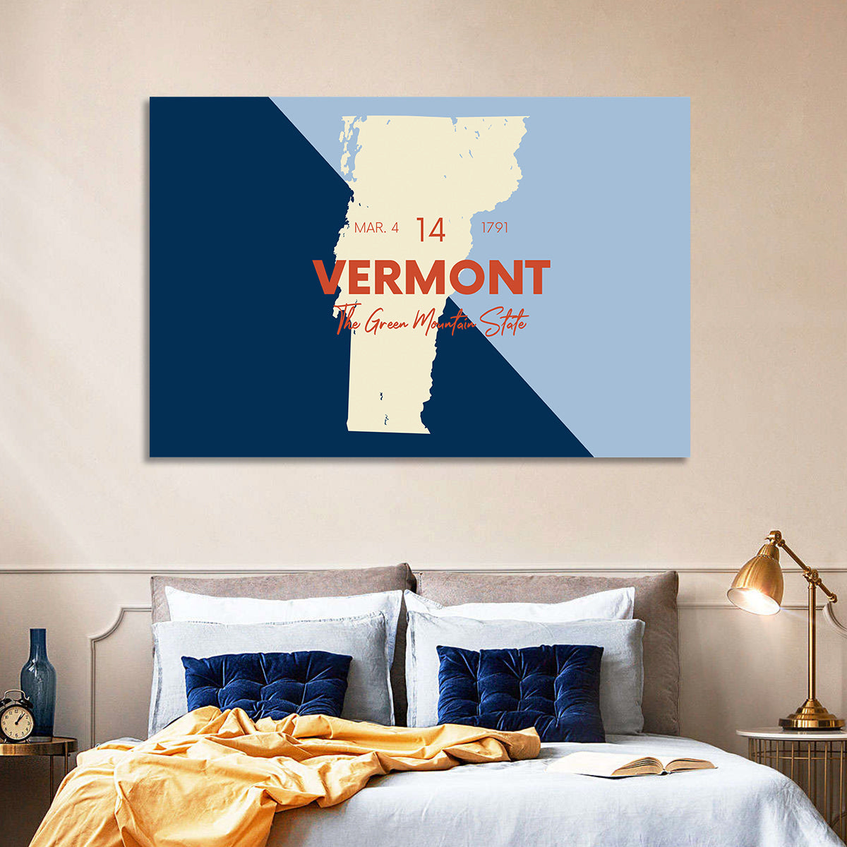 Vermont Map, Green Mountain State Wall Art