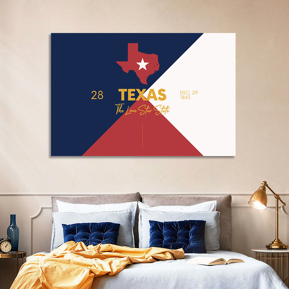 Lone Star State Map Wall Art in a room, landscape