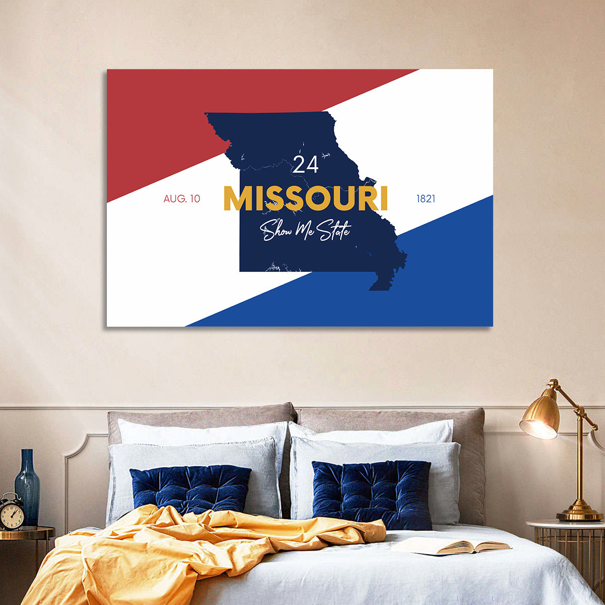 Missouri Map, Show Me State Wall Art in a room, landscape