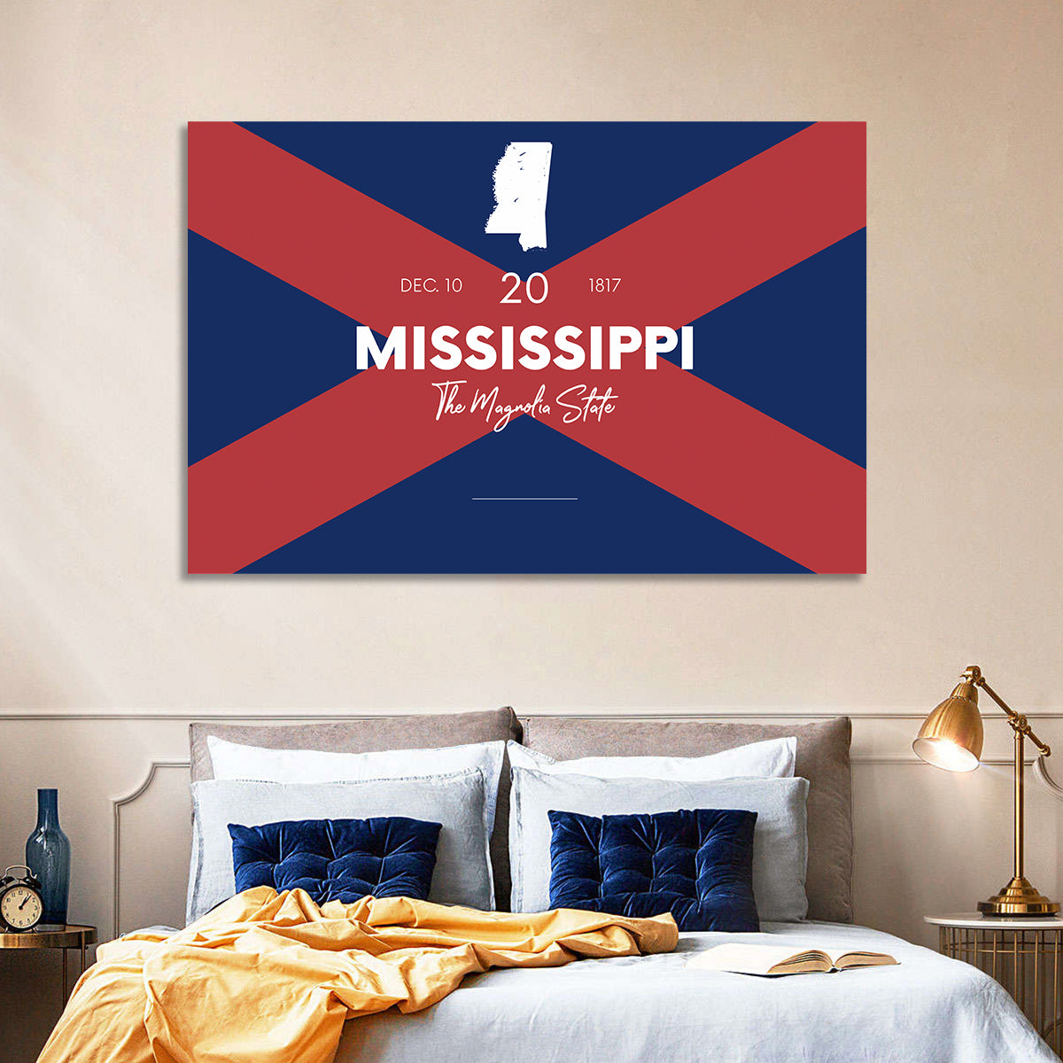 Mississippi Map, the Magnolia State Wall Art in a room, landscape