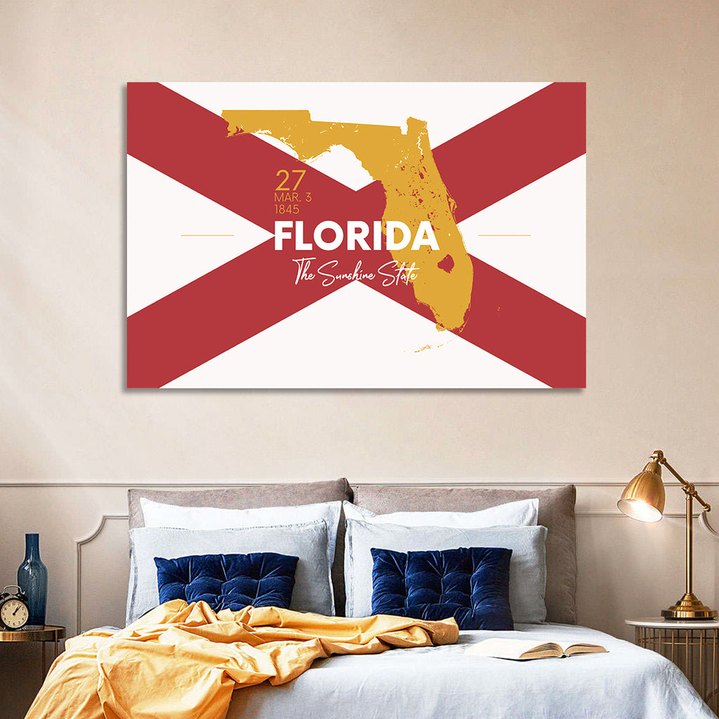 Florida Gold Map Graphic Wall Art