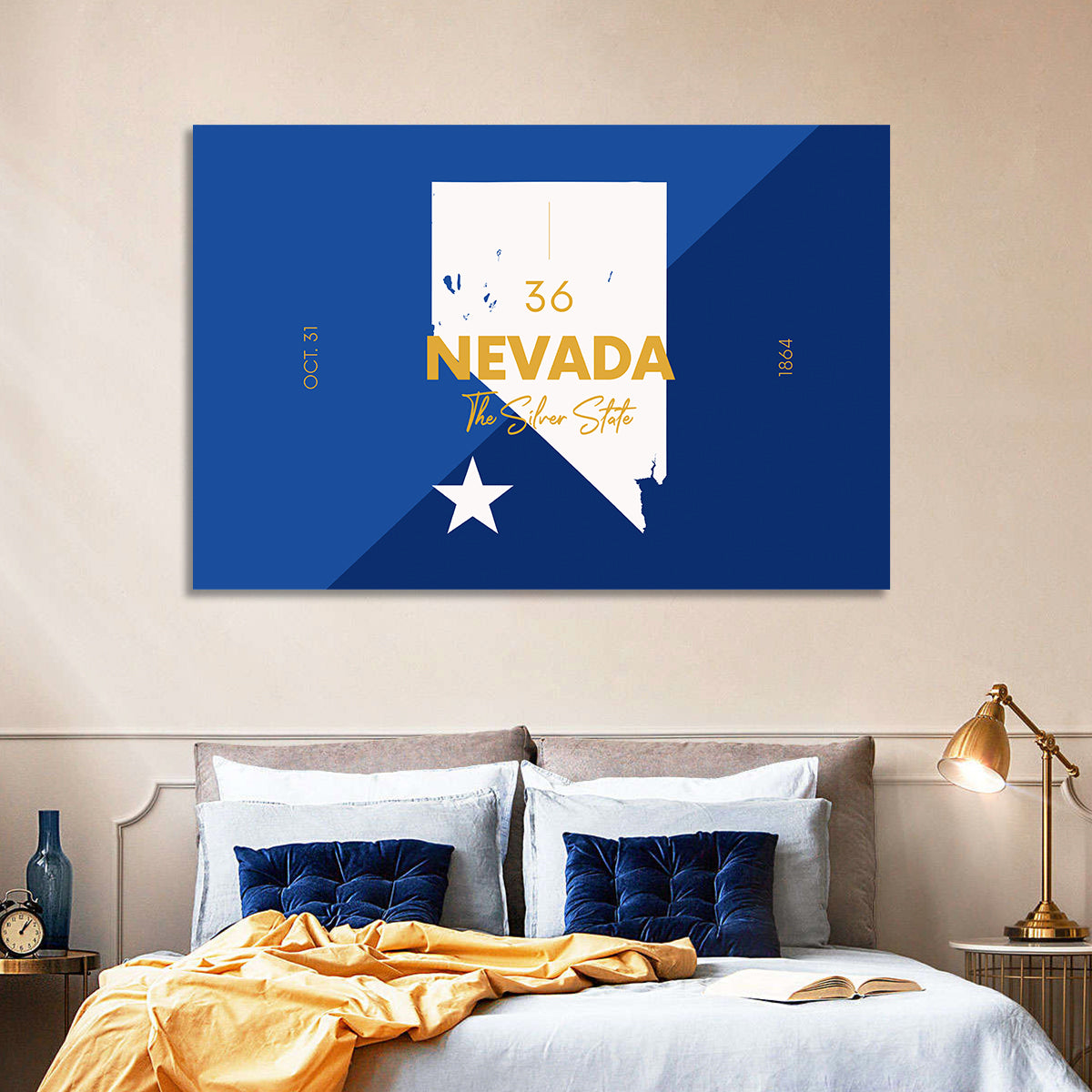 Nevada Map the Silver State Wall Art in a room, landscape
