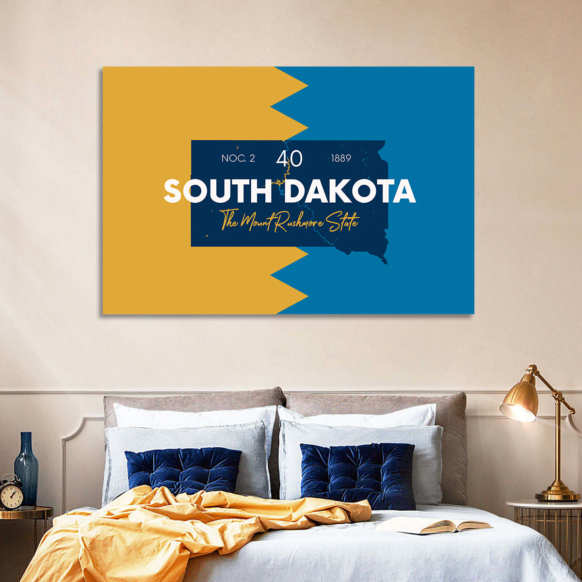 South Dakota Silhouette Map Wall Art