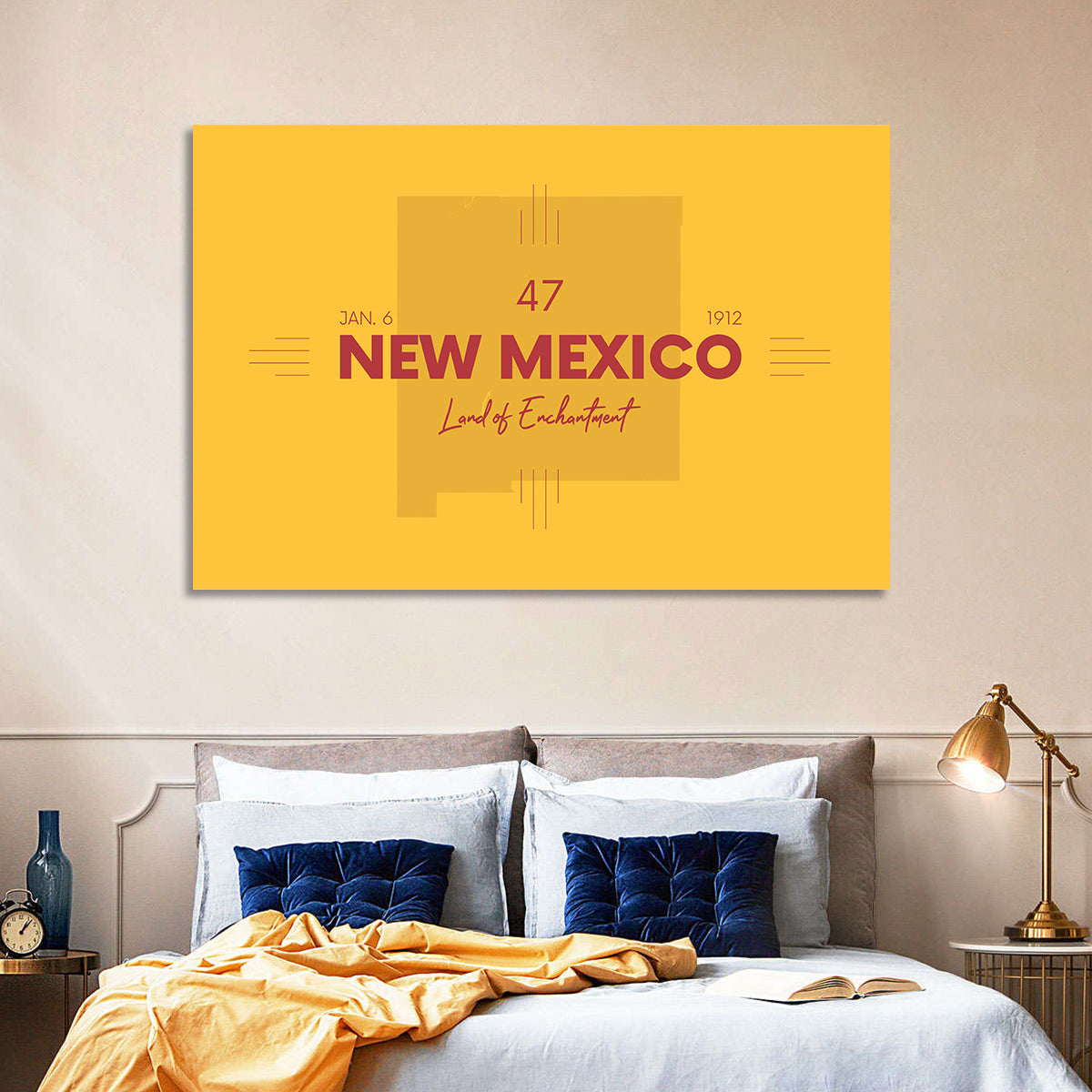 New Mexico Typographic Map 1912 Wall Art in a room, landscape