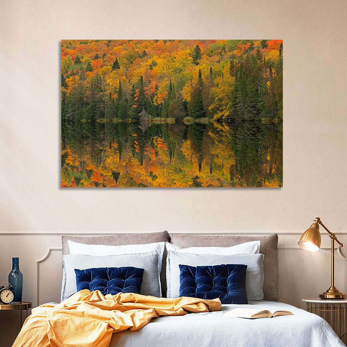 Ottawa National Forest Autumn Reflection Wall Art in a room, landscape