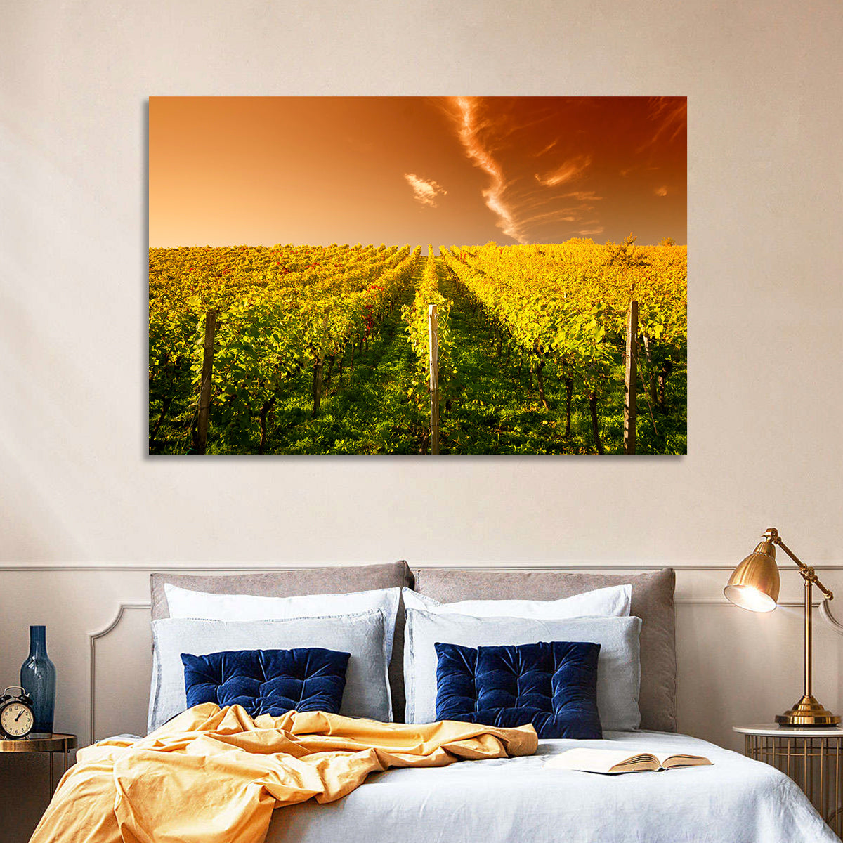Golden Vineyard Sunset Wall Art