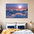 Sunset Above Snowy Mountains Wall Art
