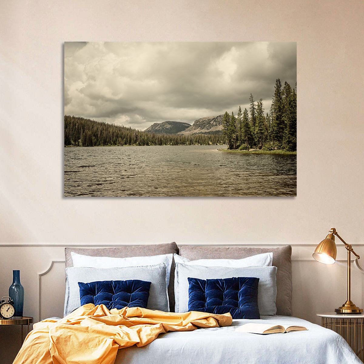 Mirror Lake Reflection Wall Art in a room, landscape