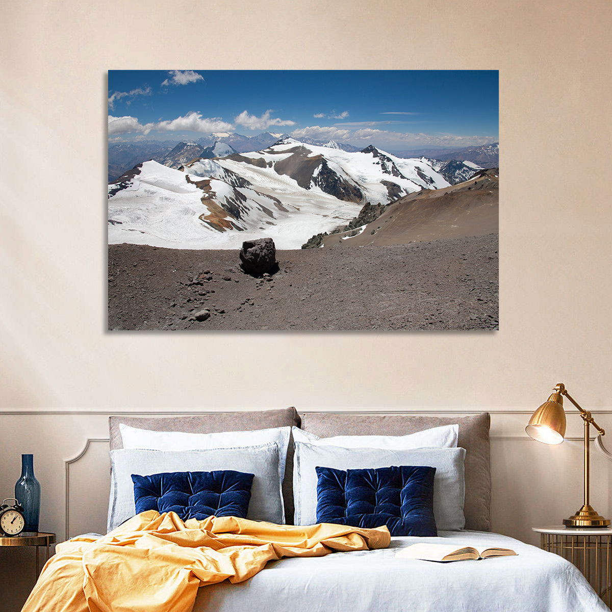 Aconcagua Glacial View Wall Art in a room, landscape