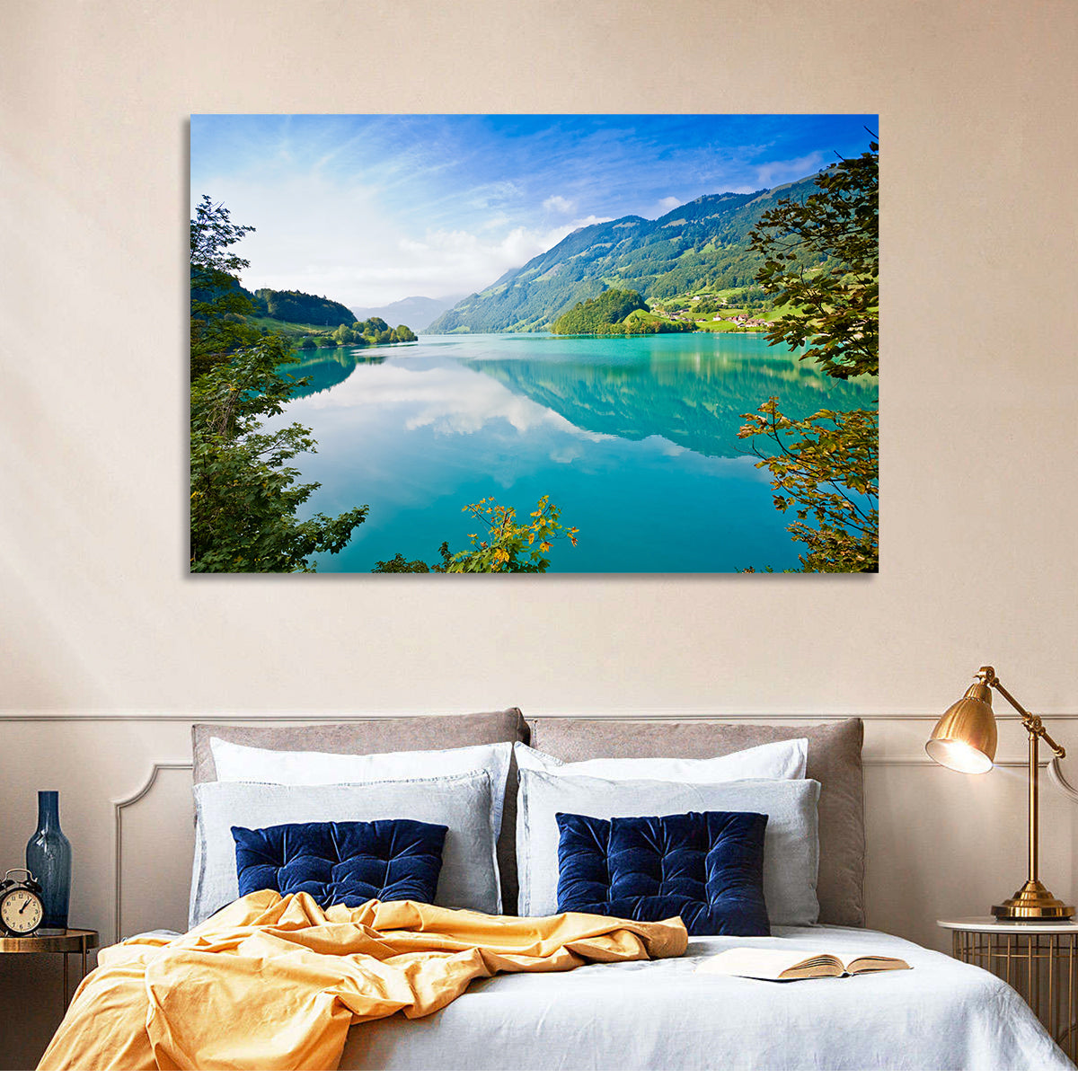 Emerald Lake Wall Art in a room, landscape