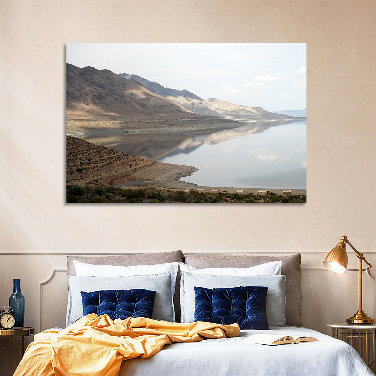Walker Lake Reflections Wall Art in a room, landscape