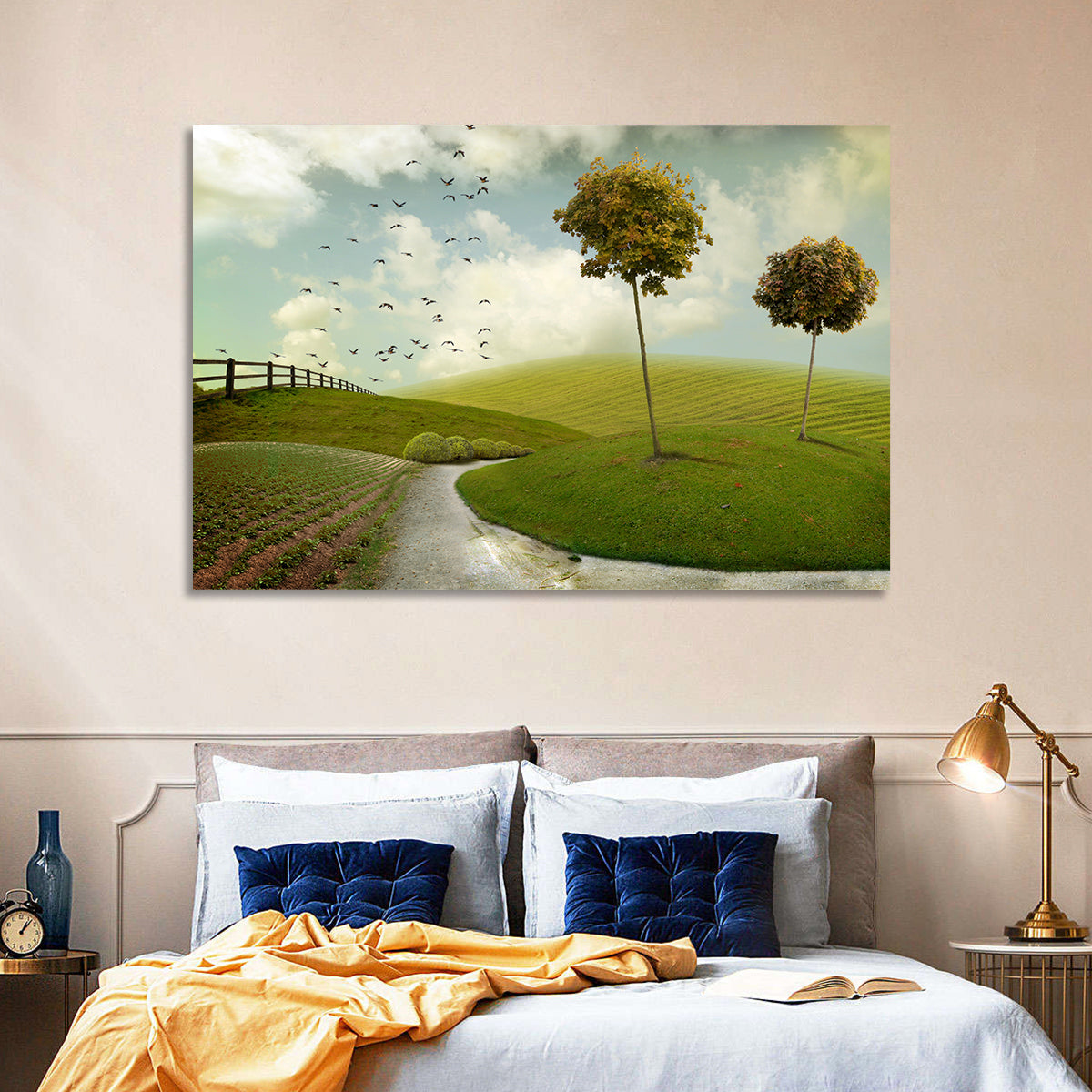 Serene Green Hills Pathscape Wall Art