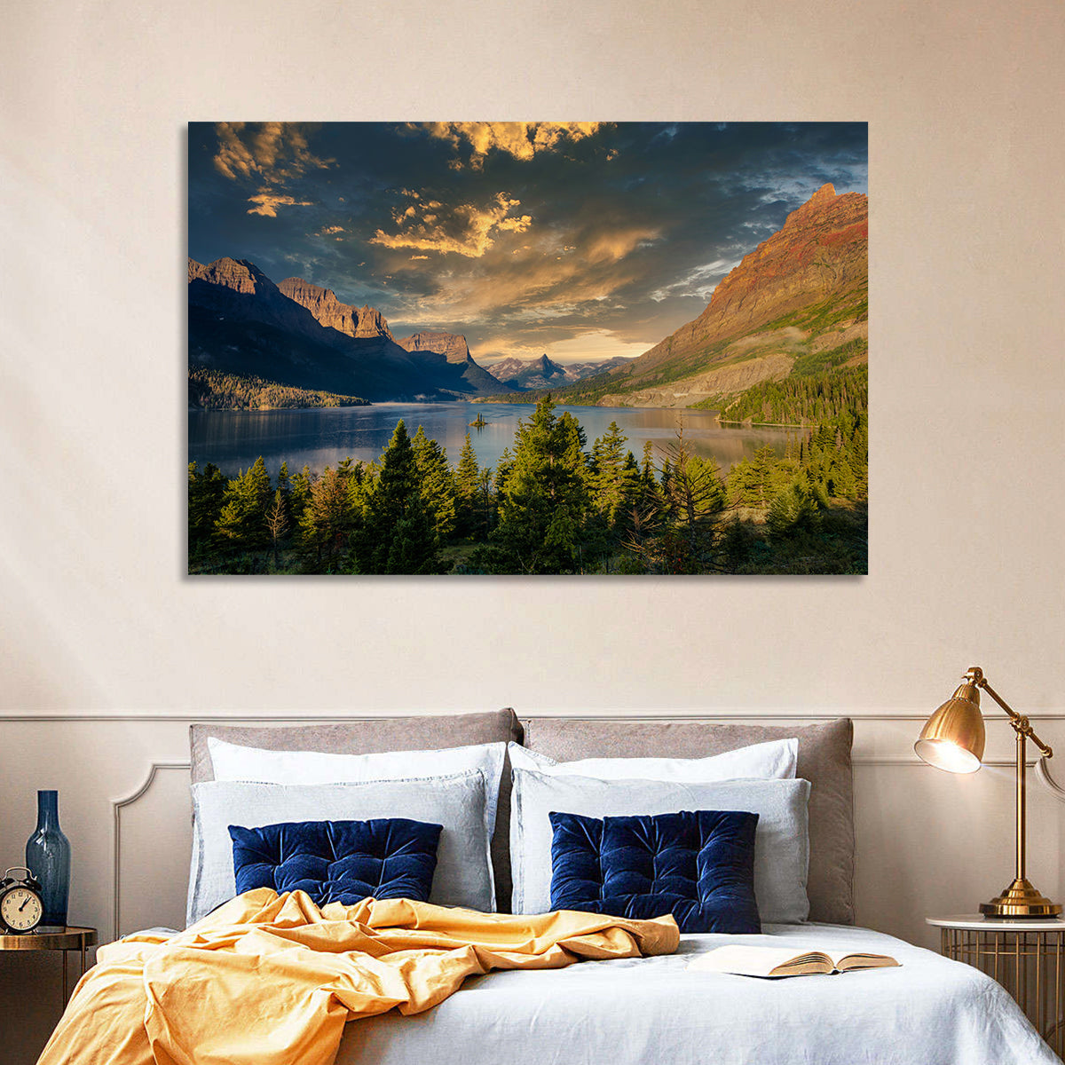 Wild Goose Island, St. Mary Lake Wall Art in a room, landscape