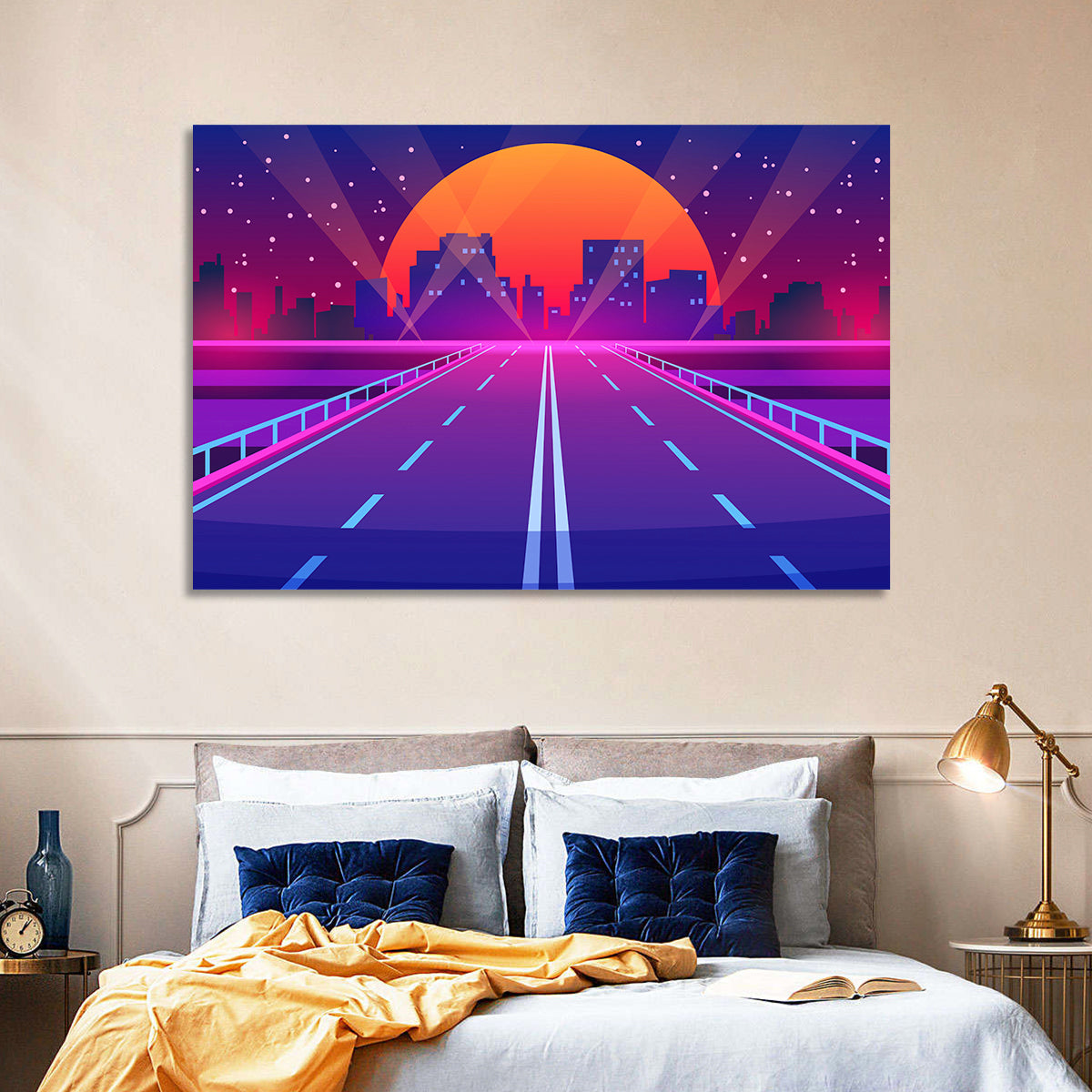 Dusk Highway Cityscape Wall Art