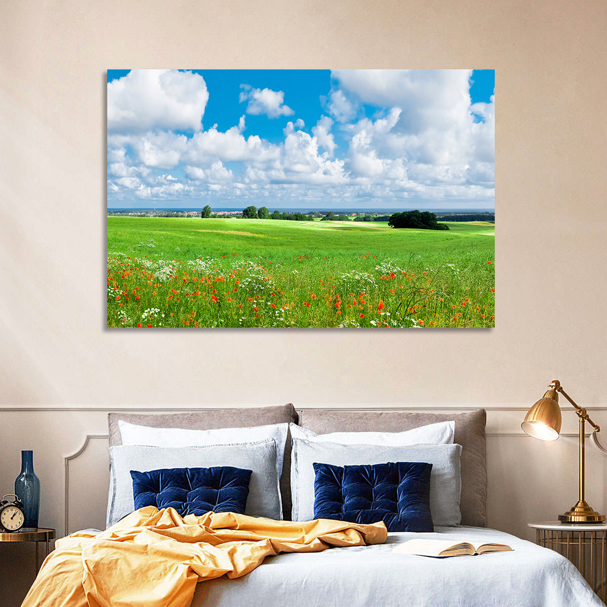 Summer Meadow with Poppies Wall Art in a room, landscape