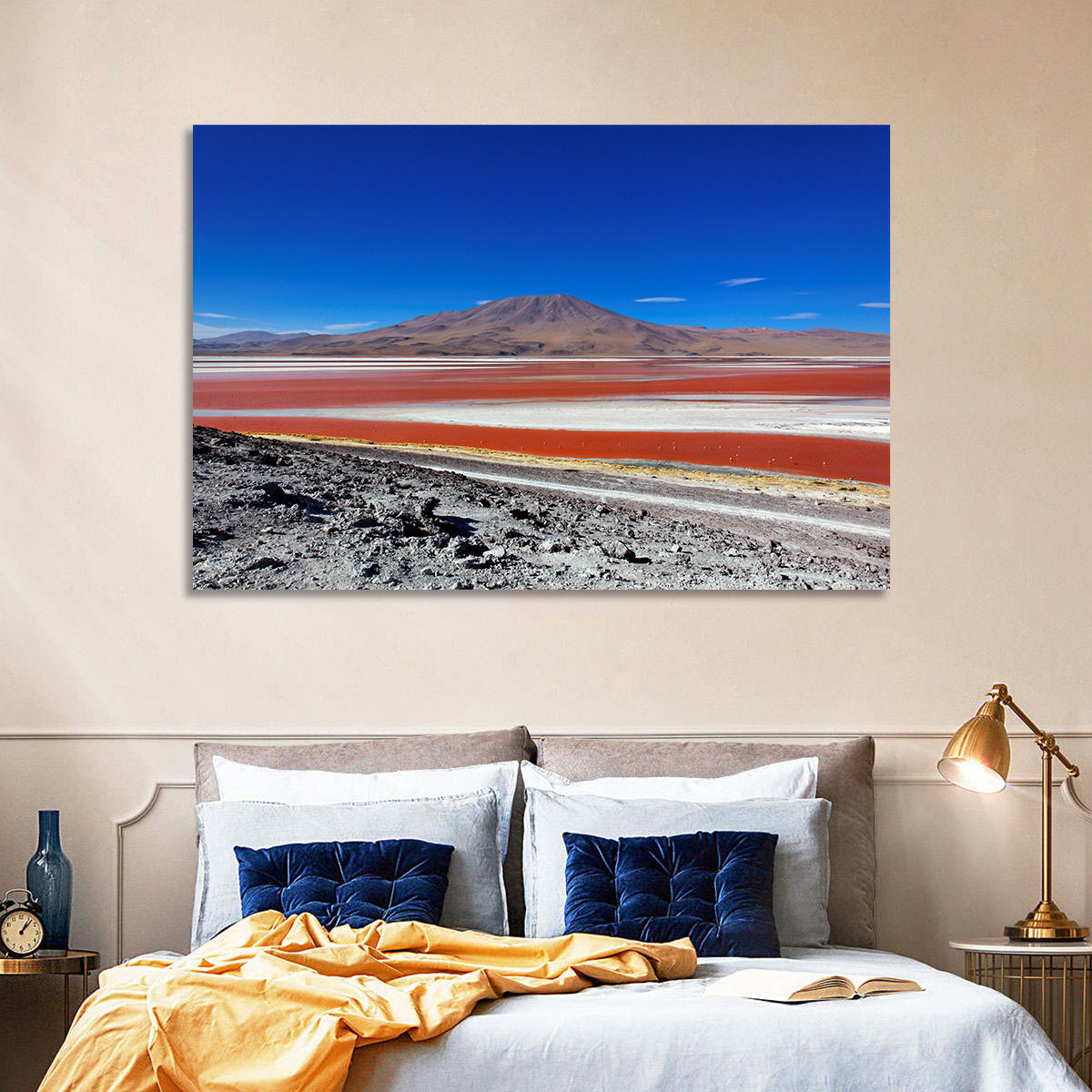 Laguna Colorada Red Lake Wall Art in a room, landscape