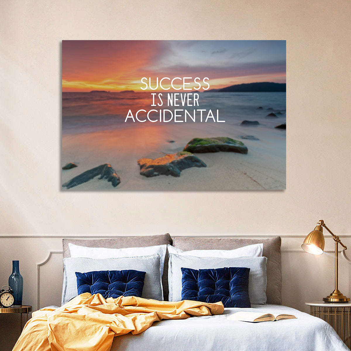 Success Is Never Accidental Wall Art in a room, landscape