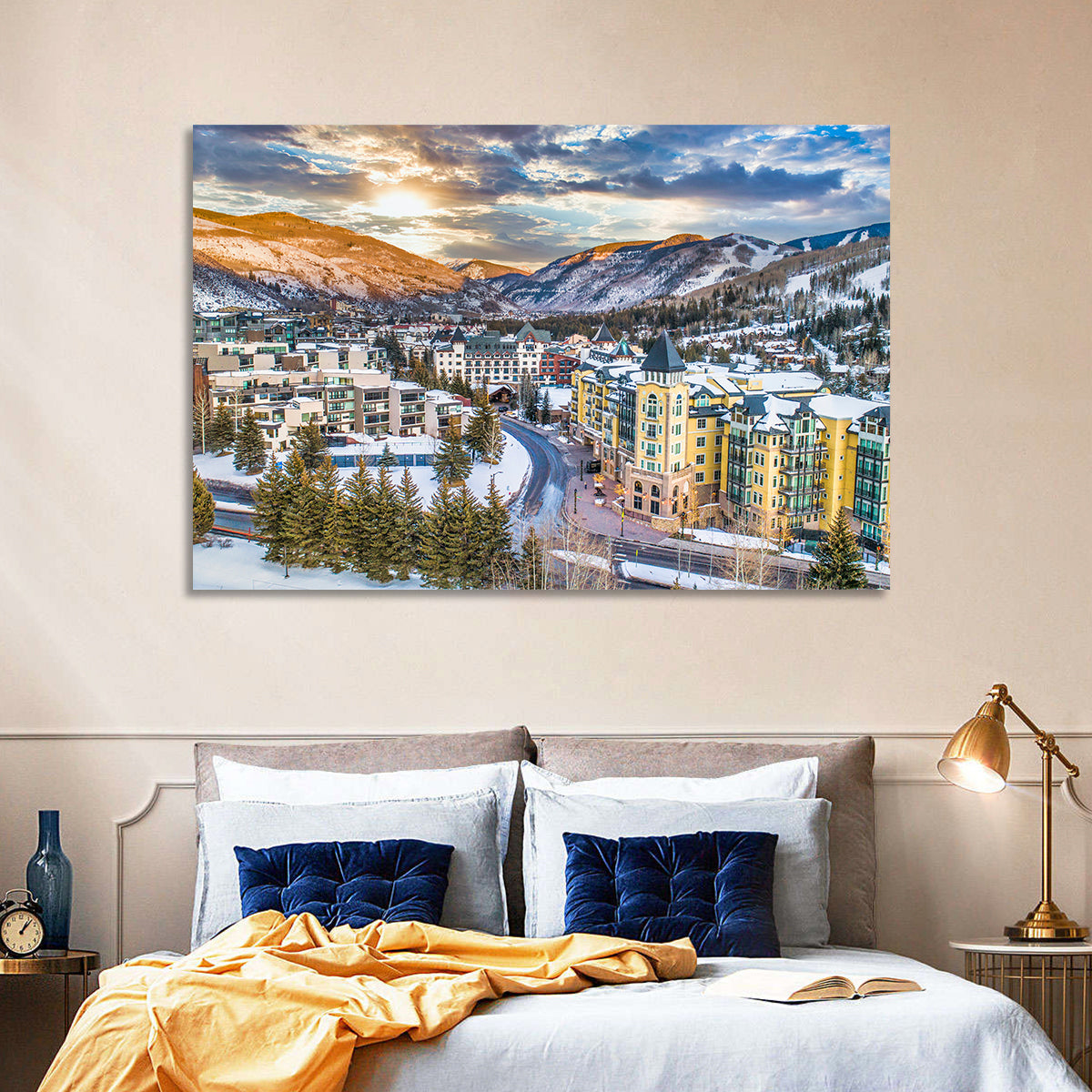Vail Village Skyline Wall Art in a room, landscape