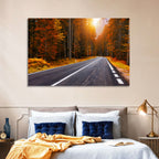 Golden Hour Forest Road Wall Art