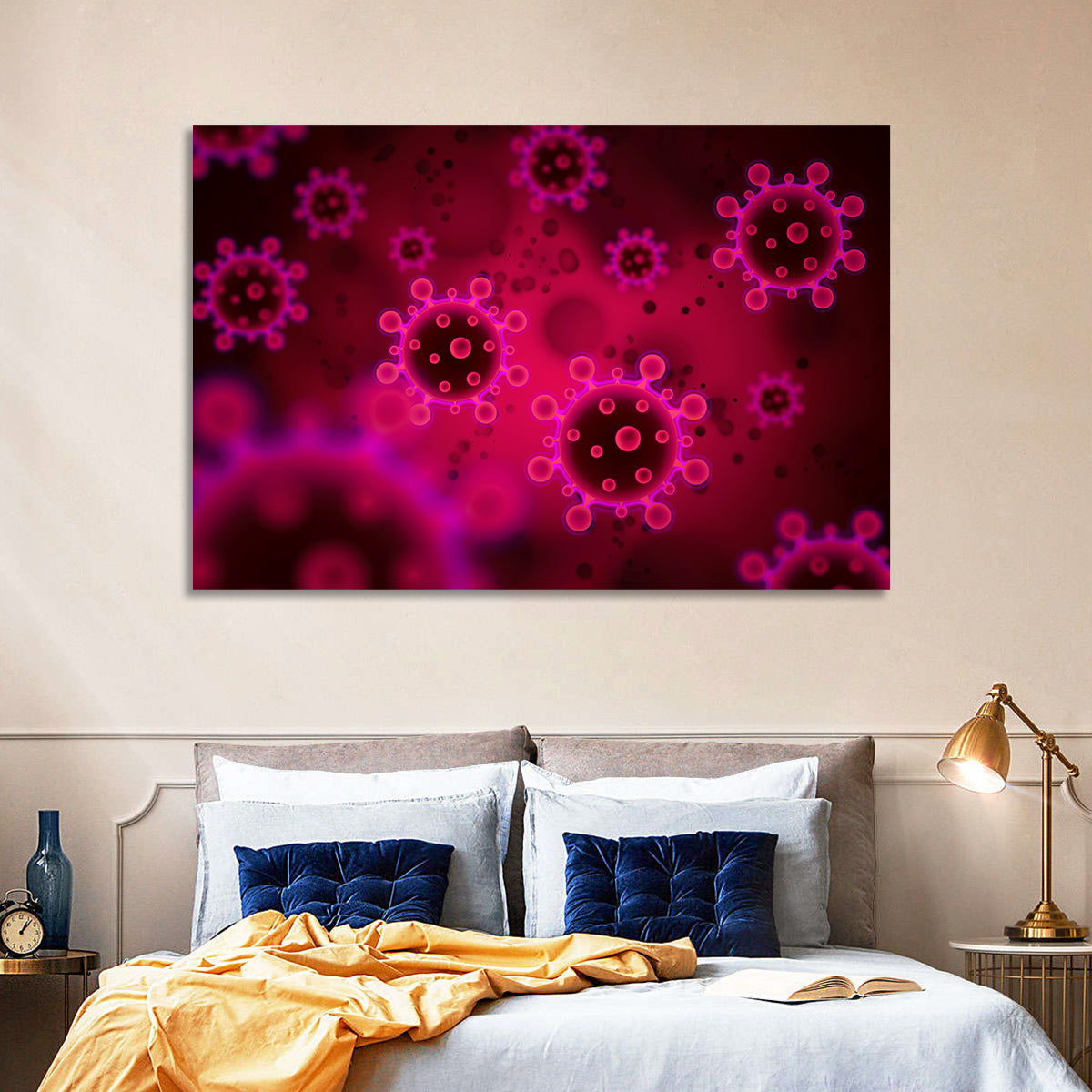 Microscopic Virus Particle Study Wall Art in a room, landscape