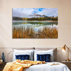 Pyramid Mountain with Golden Grasses Wall Art