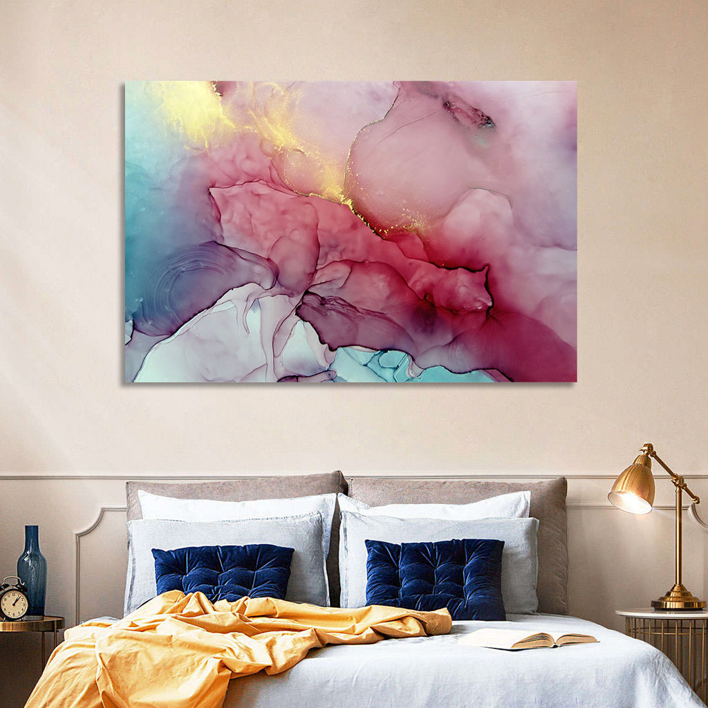 Pink and Gold Fluid Abstract Wall Art