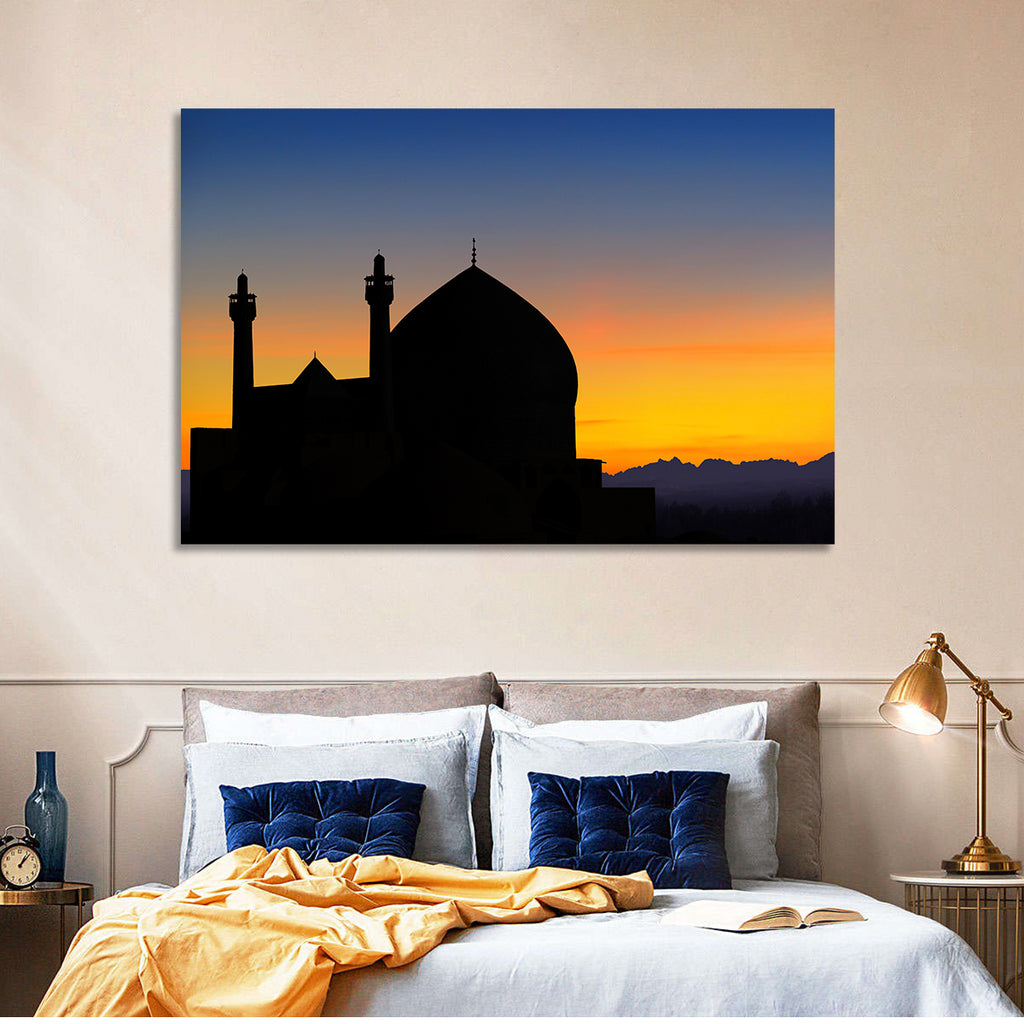 Isfahan Mosque Silhouette at Dusk Wall Art