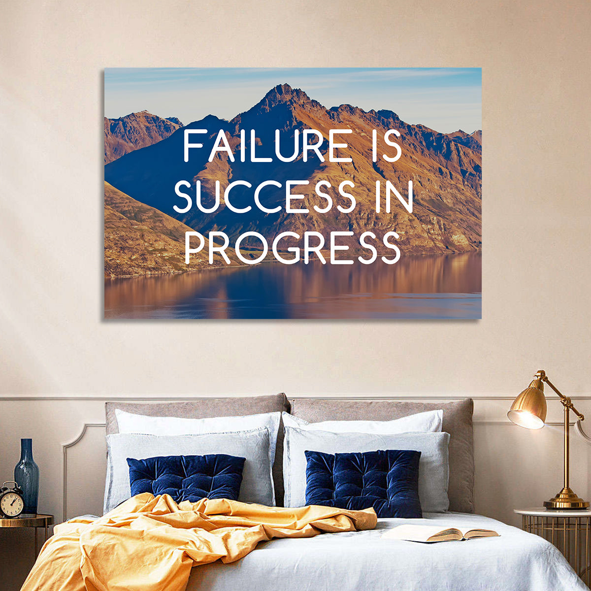 Failure Is Success in Progress Wall Art in a room, landscape