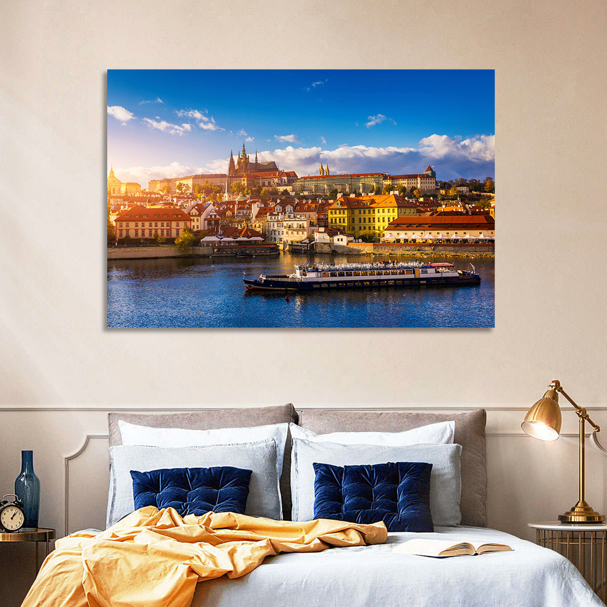 Prague Castle Golden Hour River View Wall Art