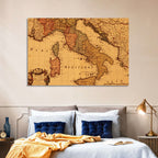 Antique Map of Italy with Ornate Cartouche Wall Art