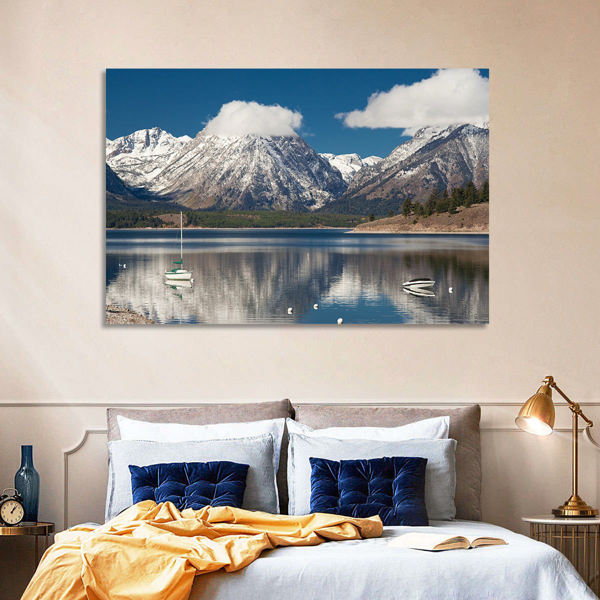 Jenny Lake Reflection Wall Art in a room, landscape