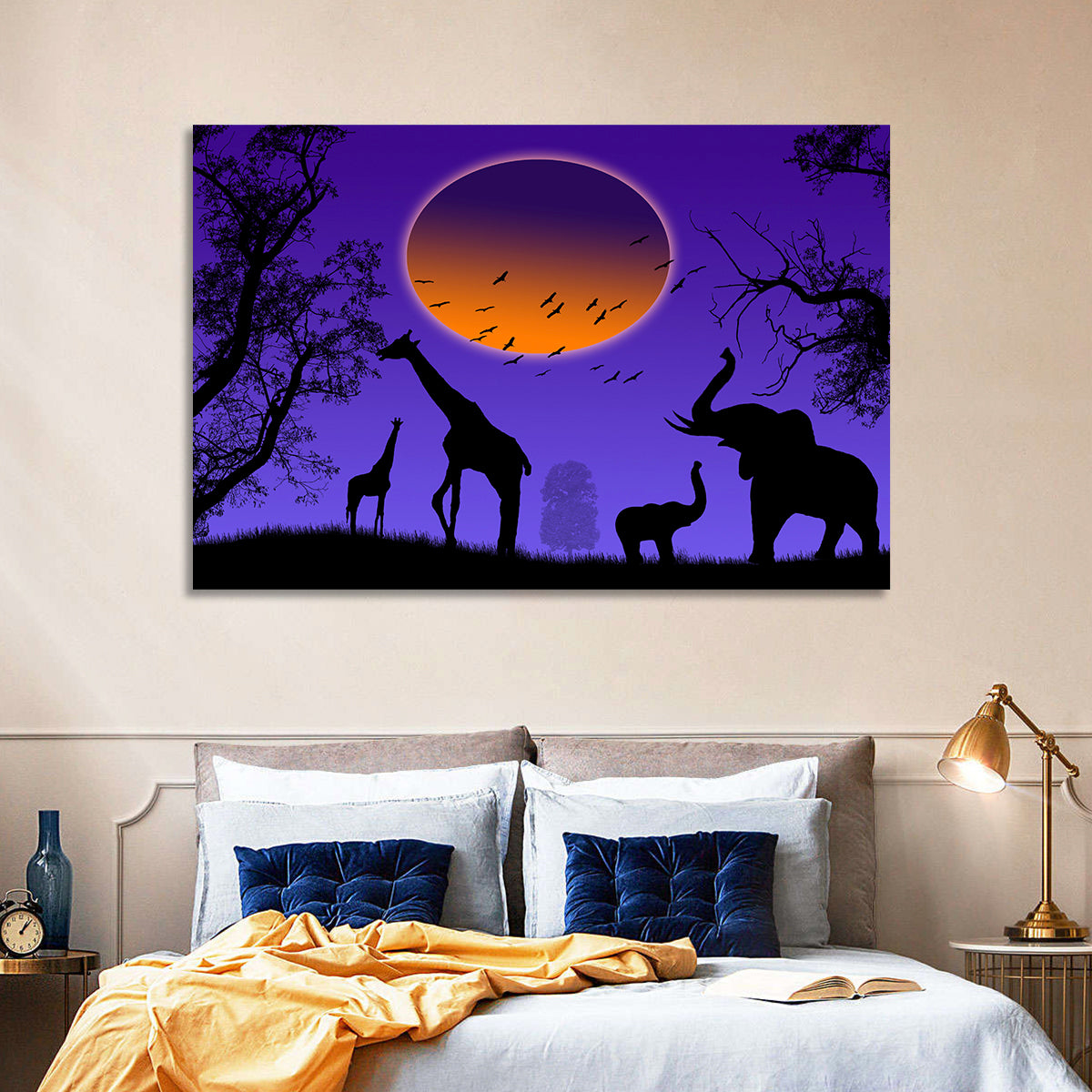 Sunset Savannah Silhouette Wall Art