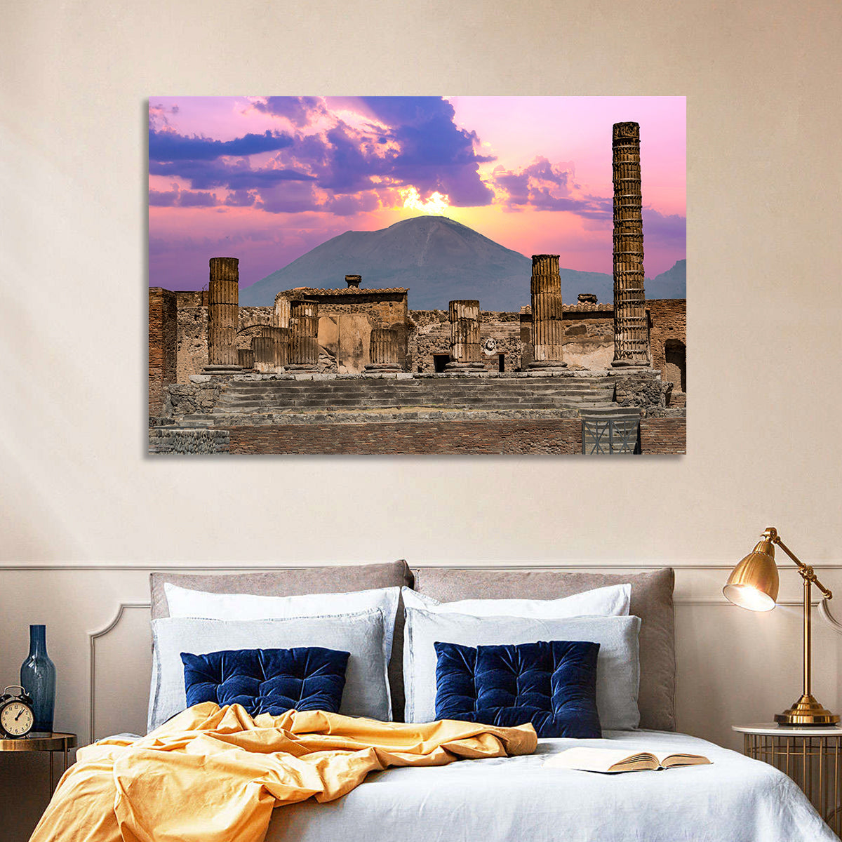 Pompeii Columns at Sunset, Mount Vesuvius Wall Art